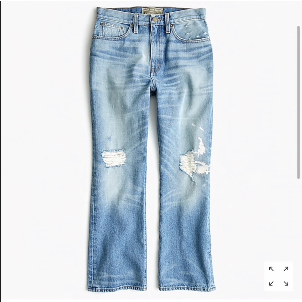 J Crew Point Sur Denim Light Destroy Wash Cropped Jeans Size 24 New - Picture 2 of 7